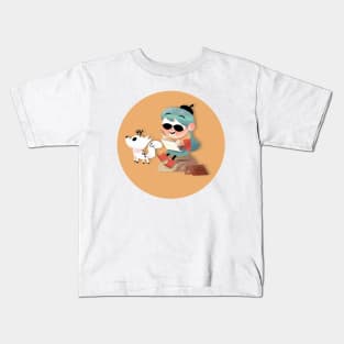 A Blue Haired Girl and her Deerfox Pet Kids T-Shirt